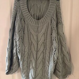 Three Bird Nest Light Gray Cable Knit Sweater